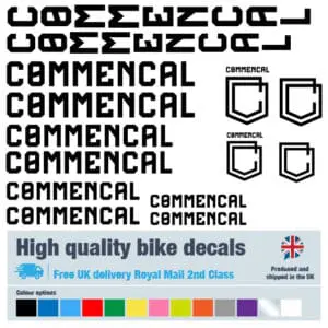 Commencal new bike decal set in white. Replacement vinyl stickers for Commencal frames.