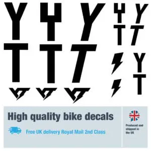 YT bike decal set. Replacement vinyl stickers for YT frames.