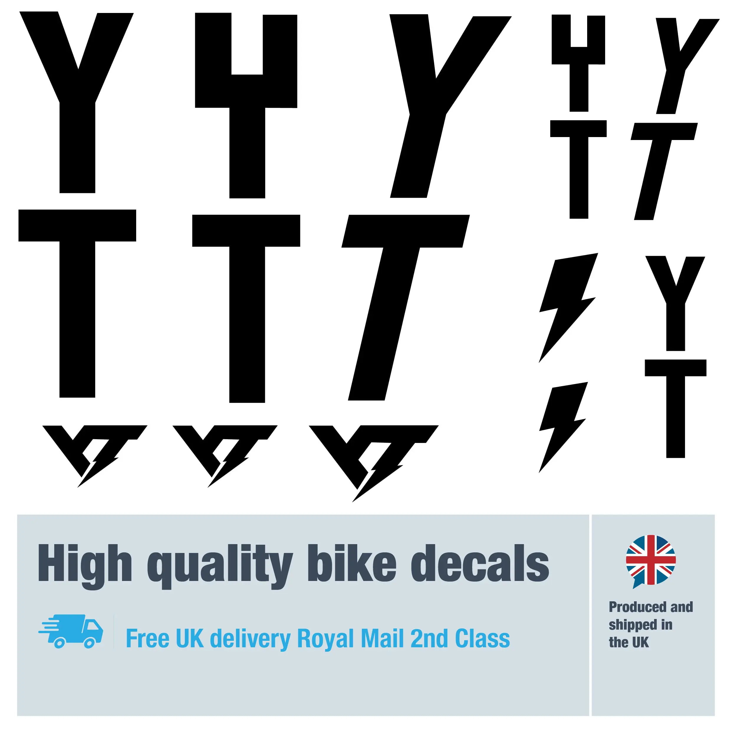YT bike decal set. Replacement vinyl stickers for YT frames.
