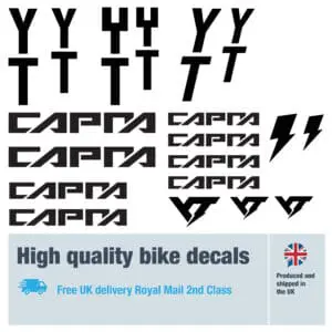YT Capra bike decal set. Replacement vinyl stickers for YT Capra frames.