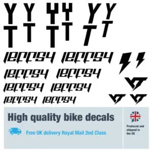 YT jeffsy bike decal set. Replacement vinyl stickers for YT jeffsy frames.
