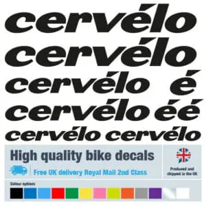 Cervelo new bike decals labels with free bike protection (23 pack) - 17 colours