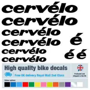 Cervelo bike decals labels with free bike protection (24 pack) - 20+ colours