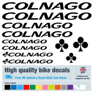 Colnago new bike labels / decals with free bike protection (26 pack) - 17 colours