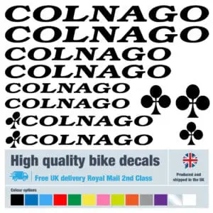 Colnago bike labels / decals with free bike protection (26 pack) - 17 colours
