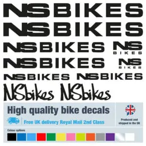 NS Bikes bike decals labels with free bike protection (25 pack) - 18 colours