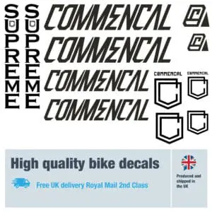 Commencal Supreme bike decal set. Replacement vinyl stickers for Commencal Supreme frames.