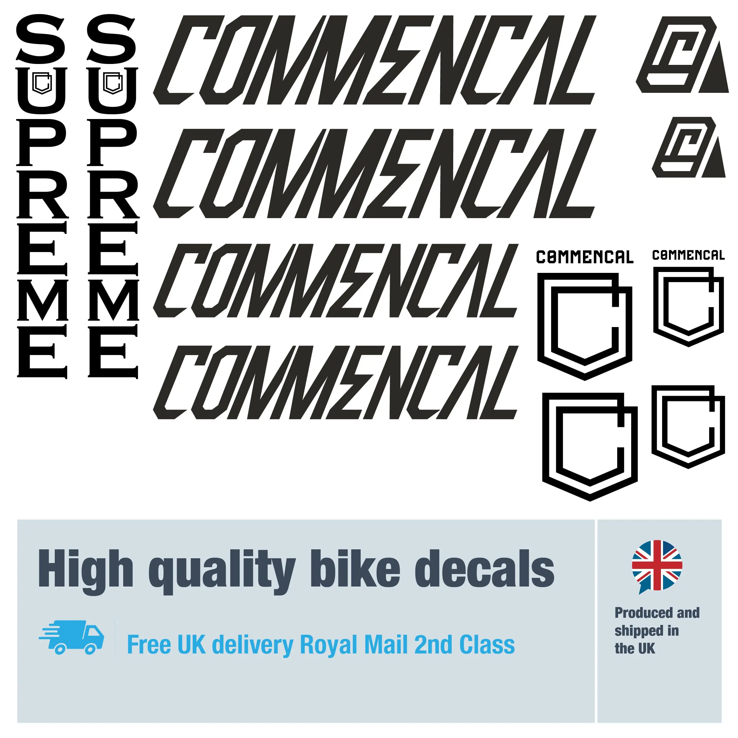 Commencal Supreme bike decal set. Replacement vinyl stickers for Commencal Supreme frames.
