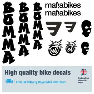 Mafia Bomma bike decal set. Replacement vinyl stickers for Mafia Bomma frames.