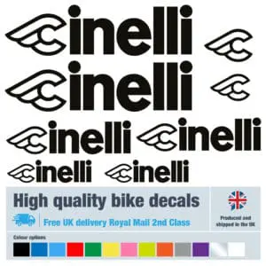 Cinelli bike decals (full brand) c/w free bike protection (24 pack) - 20+ colours