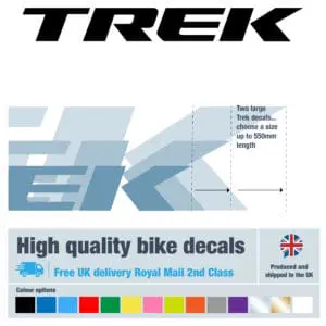 Trek bike decal set. Replacement vinyl stickers for Trek frames.