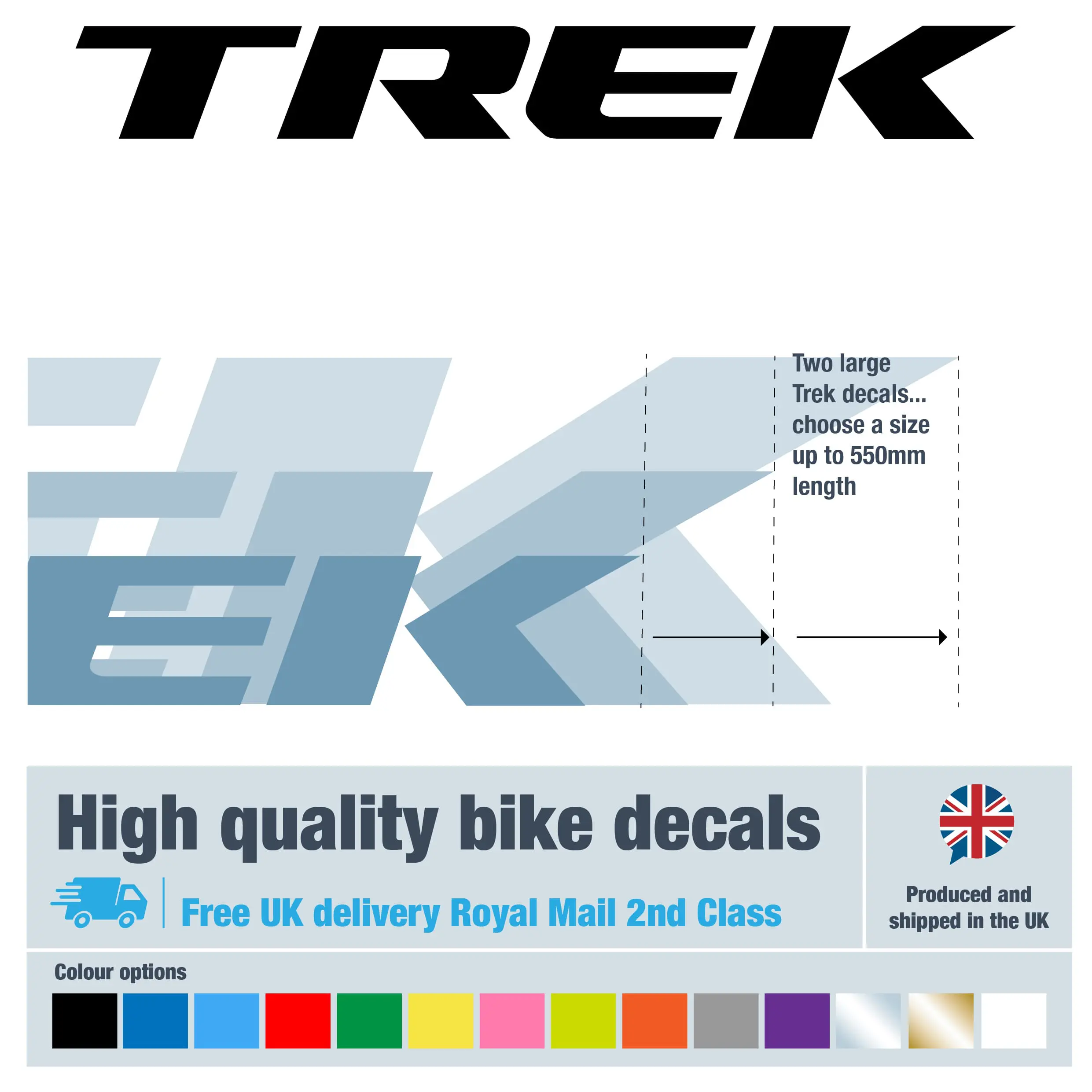 Trek bike decal set. Replacement vinyl stickers for Trek frames.