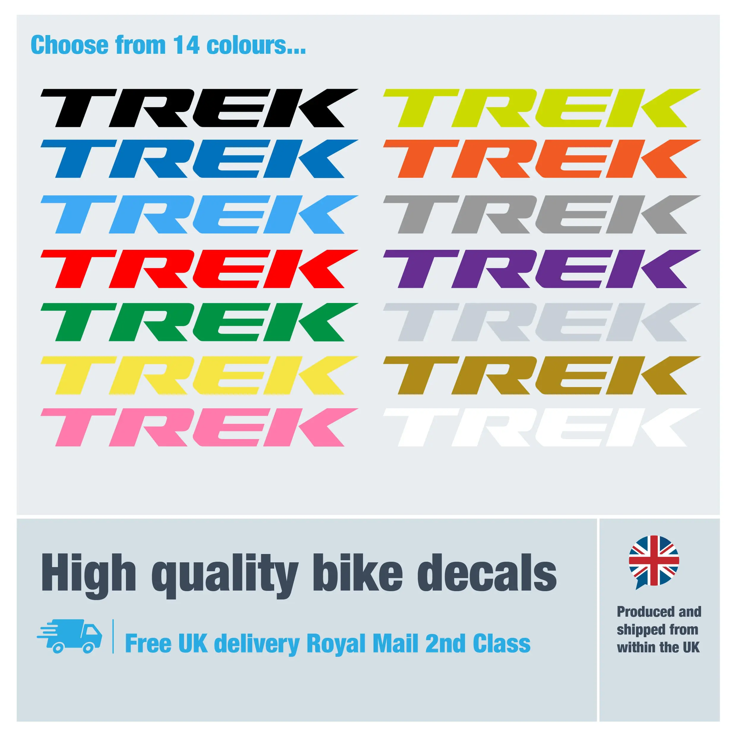 Trek bike decal set. Replacement vinyl stickers for Trek frames.