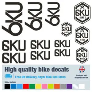 6KU bike decals labels with free bike protection (28 pack) - 20+ colours