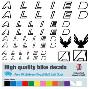 Allied outline bike decals labels with free bike protection (27 pack) - 20+ colours