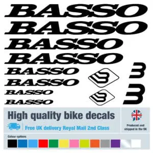 Basso bike decals labels with free bike protection (28 pack) - 20+ colours
