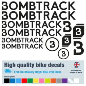 Bombtrack new bike decals labels with free bike protection (26 pack) - 20+ colours