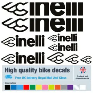 Cinelli cut bike decals labels with free bike protection (24 pack) - 20+ colours