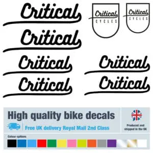 Critical bike decals labels with free bike protection (23 pack) - 20+ colours