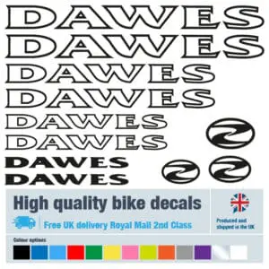 Dawes (outline) bike decals labels with free bike protection (26 pack) - 20+ colours
