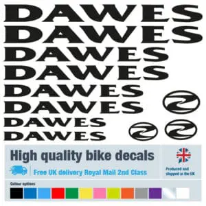 Dawes (Solid) bike decals labels with free bike protection (26 pack) - 20+ colours