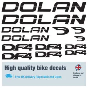 Dolan DF4 bike decals labels with free bike protection (28 pack) - 20+ colours