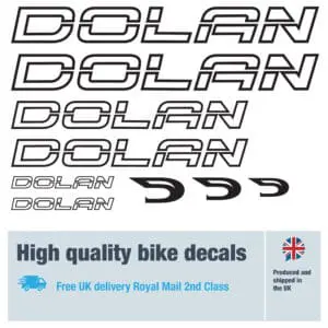 Dolan outline bike decals labels with free bike protection (24 pack) - 20+ colours
