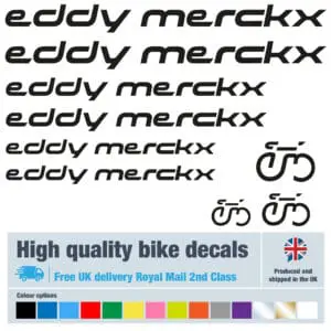 Eddy Merckx bike decals labels with free bike protection (24 pack) - 20+ colours