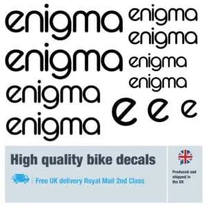 Enigma bike decals labels with free bike protection (26 pack) - 20+ colours