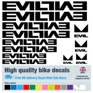 Evil bike decals labels with free bike protection (27 pack) - 20+ colours