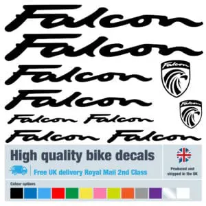 Falcon bike decals labels with free bike protection (25 pack) - 20+ colours