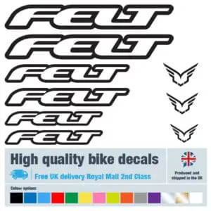 Felt bike decals labels with free bike protection (26 pack) - 20+ colours