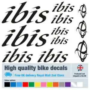 Ibis bike decals labels with free bike protection (26 pack) - 20+ colours