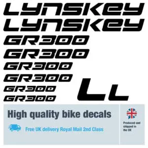 Lynskey GR300 bike decals labels with free bike protection (25 pack) - 20+ colours