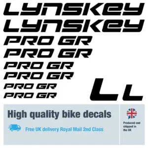 Lynskey PRO GR bike decals labels with free bike protection (25 pack) - 20+ colours