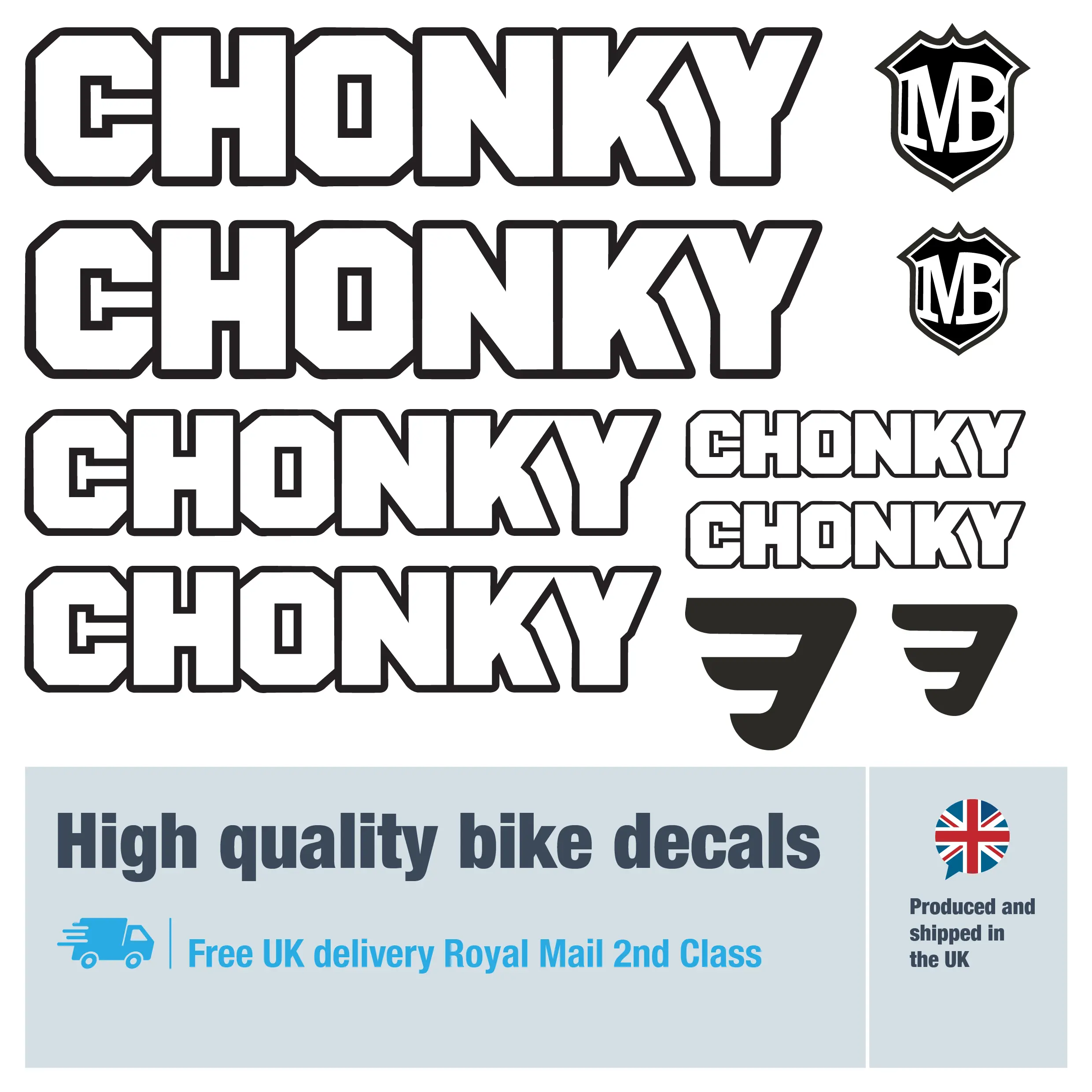 Chonky decal set. Replacement vinyl stickers for Mafiabikes Chonky frames.