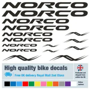 Norco bike decals labels with free bike protection (28 pack) - 20+ colours