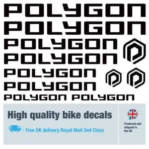 Polygon bike decals labels with free bike protection (26 pack) - 20+ colours