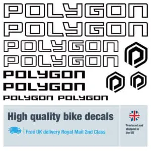 Polygon outline bike decals labels with free bike protection (26 pack) - 20+ colours
