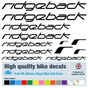 Ridgeback bike decals labels with free bike protection (26 pack) - 20+ colours