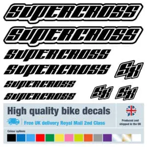 Supercross (Outline) bike decals labels with free bike protection (24 pack) - 20+ colours