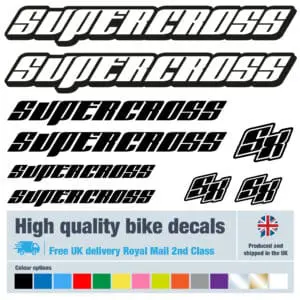 Supercross (Shadow) bike decals labels with free bike protection (24 pack) - 20+ colours