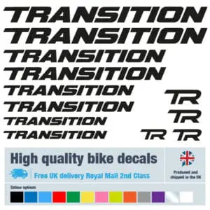 Transition new bike decals labels with free bike protection (27 pack) - 20+ colours