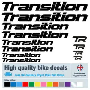 Transition bike decals labels with free bike protection (27 pack) - 20+ colours