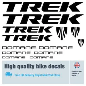 Trek Domane bike decal set. Replacement vinyl stickers for Trek Domane frames.