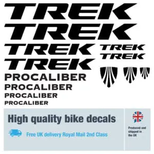 Trek Procaliber bike decal set. Replacement vinyl stickers for Trek Procaliber frames.