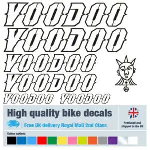 Voodoo outline bike decal set in black. Replacement vinyl stickers for Voodoo frames.
