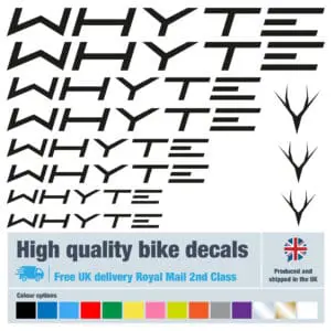 Whyte new Italic bike decals labels with free bike protection (26 pack) - 20+ colours