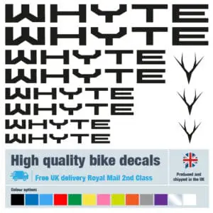 Whyte bike decals labels with free bike protection (26 pack) - 20+ colours