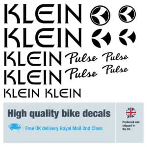 Klein Pulse bike decal set in black. Replacement vinyl stickers for Klein Pulse frames.